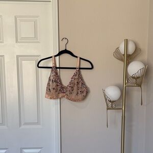Floral Lace Bralette - Pink